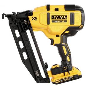 lot 97 image: Dewalt 20-Volt Max 16-Gauge Cordless Angled Finish Nailer Kit, DCN660D1 - LIKE NEW