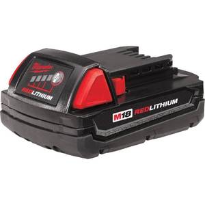 lot 105 image: Milwaukee M18 18-Volt Lithium-Ion 1.5 Ah Compact Rechargeable Battery 48-11-1815, LIKE NEW
