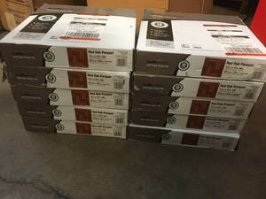 Lot of 10 cases Red Oak Parquet 12 in. x 12 in. Peel and Stick Vinyl Tile Flooring (30 sq. ft.  case) not used