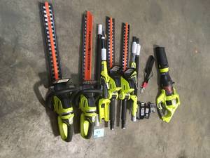 Lot of Ryobi indooroutdoor tools various models all in good condition plus 1 battery and charger see pictures