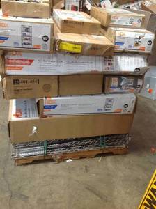 Pallet of assorted Shelving storage units various conditions open box customer returns