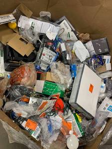 Gaylord full of assorted Plumbing items and accessories and other misc items open pkgs various conditions  customer returns see pictures