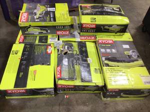 Pallet with 8 Ryobi 7 in Tile Saws variousconditions open box customer returns see pictures