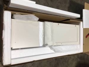 Home Decorators Collection Ivory Kitchen Cart with Butcher Block Top open box customer return not used see pictures