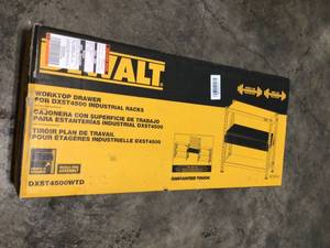 Dewalt 1-Drawer StorageWorktop Add-On Kit for 4 ft. Industrial Storage Rack open box not used customer return see pictures