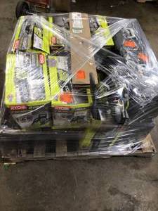 Pallet with assorted Ryobi Chain Saws various models and conditions open box see pictures