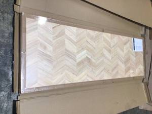 Hardwood Reflections Unfinished Hevea with Chevron 6 ft. L x 25 in. D x 1.5 in. T Butcher Block Countertop not used