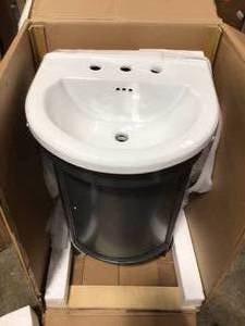 Laguna 23 in. W x 20 in. D Vanity in Charcoal Grey with Vitreous China Vanity Top in White with White Sink not used VANITY ONLY NO MIRROR