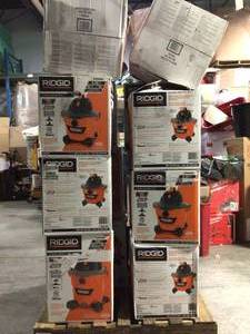 lot 38 image: Lot of 8 Ridgid 9 gallon wetDry vacs Customer Returns See Pictures