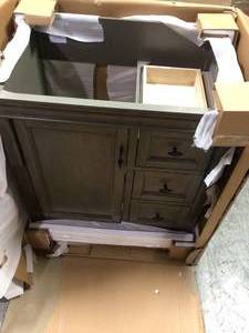 lot 28 image: Naples 30 in. W Bath Vanity Cabinet Only in Distressed Grey with Right Hand Drawers by Home Decorators Collection Customer Returns See Pictures