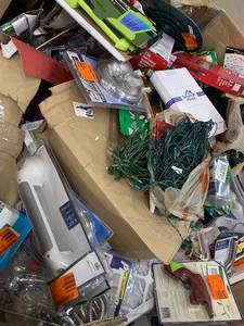 lot 55 image: Gaylord full of assorted plumbing , lihghtin and misc items various items brands and conditions