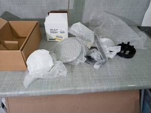 lot 33 image: Single Wall Mount Fixed Rain Shower Head in Vibrant Brushed Nickel - set of 2 -SEE PICTURES