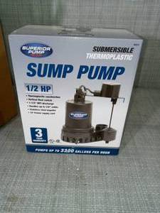 lot 35 image: 12 HP Submersible Thermoplastic Sump Pump by Superior Pump- open -SEE PICTURES