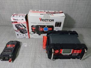 lot 40 image: 12-Volt Automotive Portable Car Battery Charger with 50 Amp Engine Start  & 500-Watt Portable Car Power Inverter with Dual USB Ports by Vector - slightly used -SEE PICTURES