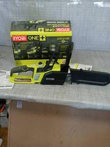 lot 47 image: ONE Lithium 10 in. 18-Volt Lithium-Ion Cordless Chainsaw by RYOBI- slightly used - battery & charger not included-SEE PICTURES