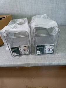 lot 63 image: MeshWorks Silver Metal Cabinet Basket Organizer by Design Ideas- set of 2 - not used -SEE PICTURES
