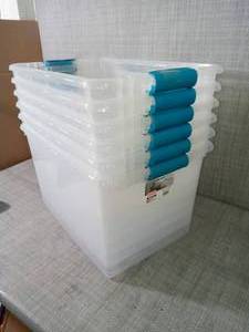 lot 64 image: 64 Qt. Latching Storage Box by Sterilite- lid not included -SEE PICTURES