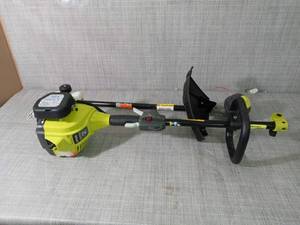 lot 72 image: 25cc 2-Cycle Attachment Capable Full Crank Curved Shaft Gas String Trimmer by RYOBI- used -SEE PICTURES