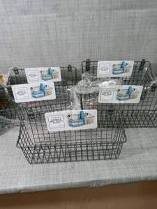 lot 73 image: Vintage 7.5 in. x 15.25 in. x 5.5 in. Wall Mount Metal Basket in Industrial Gray by Spectrum- set of 5 - not used -SEE PICTURES
