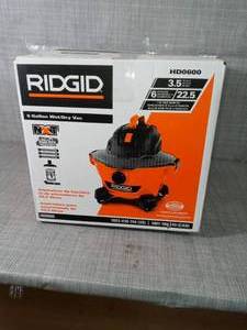 lot 101 image: 6 Gal. 3.5-Peak HP NXT WetDry Shop Vacuum  by RIDGID- used - missing accessories  - SEE PICTURES