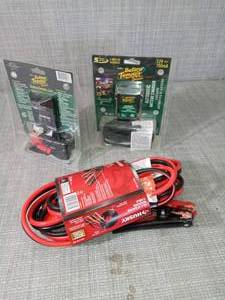 lot 108 image: 8-Gauge 12 ft. UL Booster Cable & 12 volt  750 ma battery tender motorcycle charger - set of 3  - SEE PICTURES