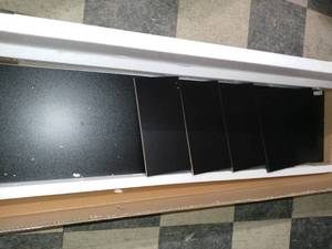 lot 109 image: Contempo 12 in. W x 47.25 in. Black Grain Finish MDF Wide Column Wall Shelf by DANYA B- open box not used  - SEE PICTURES