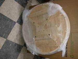 lot 111 image: Unfinished Pedestal Dining Table by International Concepts- legs not included  - SEE PICTURES