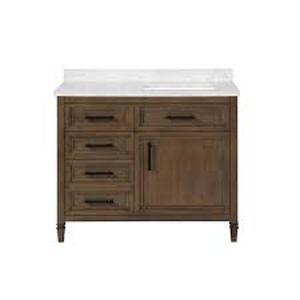 lot 88 image: Aiken 42 in. W x 22 in. D Bath Vanity in Almond Latte with Cultured Marble Vanity Top in White with white Basin by Home Decorators Collection- open box not used  - SEE PICTURES