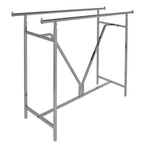 lot 57 image: Heavy-Duty Chrome Metal Double Adjustable Clothes Rack (22 in. W x 70 in. H) by Econoco- open box not used -SEE PICTURES