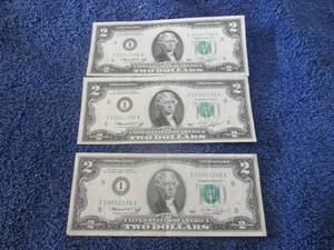 3- $2 Bills...
