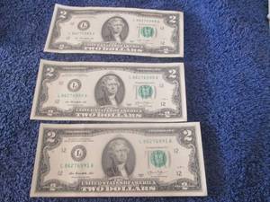 3- $2 Bills...