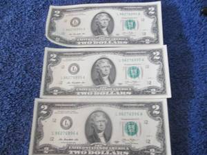 3- $2 Bills...