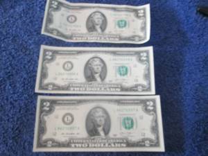 3- $2 Bills...