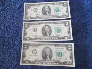 3- $2 Bills...
