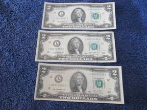 3- $2 Bills...