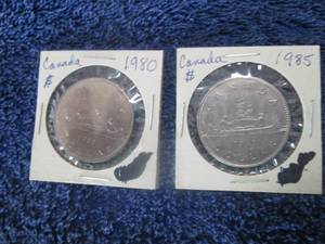 1980 &1985 Canada Silver Dollar (Vo...