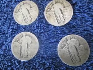 4 Walking Liberty Quarter Dollar Co...