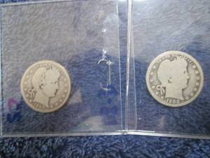 2- 1908 Barber Silver Quarter Dolla...