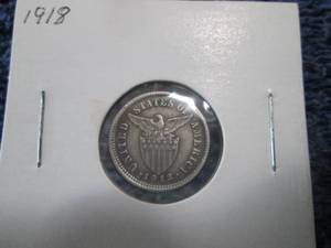1918 Philippines 10 Centavos Coin...