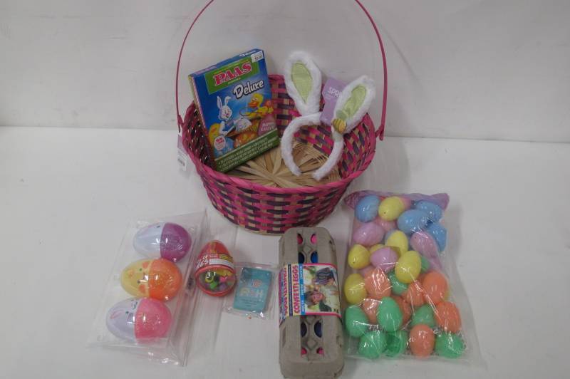 Large Pink Wicker Easter Basket Set - NEW
