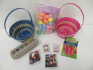 2 Woven Easter Baskets with Handles and Goodies