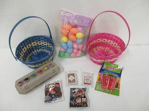 2 Woven Easter Baskets with Handles and Goodies