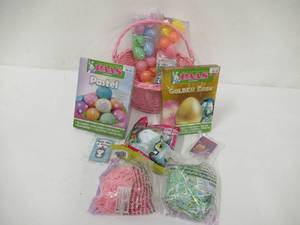 Pink Wicker Easter Basket with Handle and Goodies