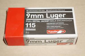 50 Aguila 9mm Luger 115 Gr FMJ Ammo