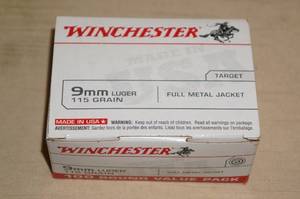 100 Winchester 9mm Luger 115 Gr FMJ Ammo