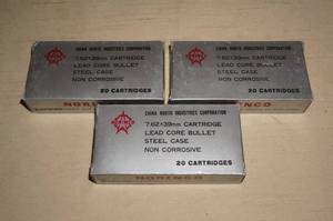 60 Norinco 7.62 x 39 Lead Core Bullet Steel Case Ammo