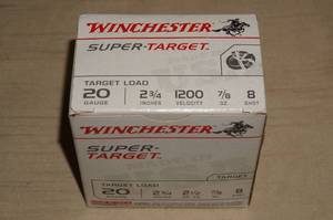 25 Winchester Super Target 20 Ga 2-34 8 Shot Shotshells