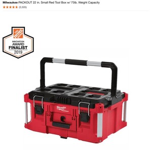 MILWAUKEE PACKOUT 22 IN. SMALL RED TOOL BOX w 75lb WEIGHT CAPACITY. SEE PICTURES