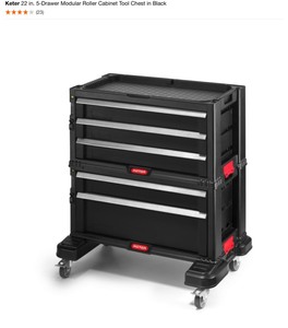 KETER 22 IN. 5-DRAWER MODULAR ROLLER CABINET TOOL CHEST IN BLACK. SEE PICTURES
