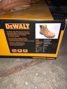 DEWALT MENS HALOGEN 6 WORK BOOTS-STEEL TOES-WHEAT SIZE-10(M). SEE PICTURES